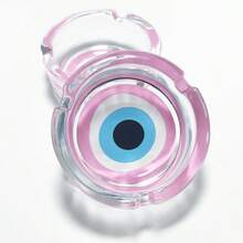 Creative Pink Pattern Glass Ashtray, 3.34 Inch Round Ashtray, Mini Decorative Home Ornament Ashtray. Gift For Friends - Colorful - View 5