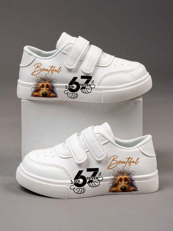 1 Pair Cheap And Fashionable Shoes, Casual Sports Children Shoes, Durable Basketball Shoes, Suitable For Daily Wear And Outdoor Activities, Christmas Gift, Outdoor Play Shoes, Fun Design Shoes, Cartoon Print Shoes, Breathable Fabric Shoes, Flexible Sole Shoes, Children Sports Shoes, Sports Shoes, Holiday Gift, 2D Flat