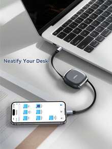 Kabel Pengisian Daya USB-C ke USB-C 240W yang Dapat Ditarik, Panjang 1m, Penyimpanan Magnetik, Kabel Pengisian Cepat, Kompatibel dengan Ponsel, Tablet, dan Laptop Tipe-C - 1 juta - View 5