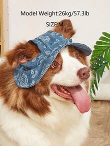 Polyester Sun Hat With Cute Ear Decoration, Anti-Slip, Adjustable, Sun Protection, Suitable For Small Pet Dogs To Wear Outdoors In Spring, Autumn And Winter - Blue - View 2