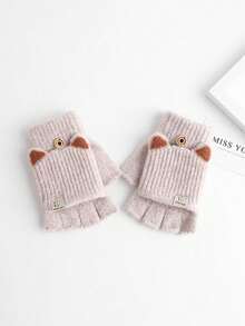 Cute Girl Thick Cat Ear Gloves, Cartoon Design, Suitable For Autumn/Winter Outdoor Play And Daily Wear - Multicolor - View 6