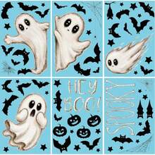 6 Large Halloween Stickers, Ghost Theme Window Decals, Cute Ghost Shaped Halloween Window Stickers, Halloween Party Decoration, Halloween Street Scene Window Display Stickers, Halloween Party Supplies, Halloween Decoration, Halloween Gift, Restaurant Background Decoration, Home Decor, Kitchen Window Stickers, Autumn Decoration, Party Gift, Seasonal Decoration - A - View 7