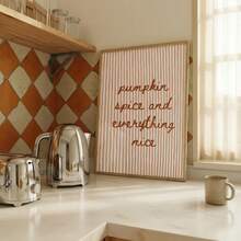1pc Frameless Pumpkin Spice Print Autumn Kitchen Wall Art Vintage Fall Poster Coffee Theme Decor Aesthetic Apartment Living Room Bedroom Back To School Fun Poster Dorm Essentials - Autumn Quotes - View 6