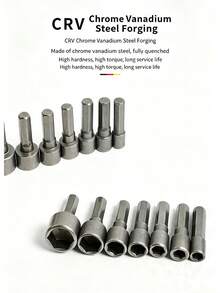 9pcs/14pcs Kunci Sok Sekrup Gagang Heksagonal, Soket Sekrup, Soket Obeng Pneumatik, Mata Obeng Listrik, Aksesoris Alat Sekrup Self-Tapping, Alat Pelepas Mur - perak - View 8