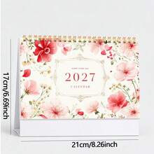 1 Stück Frischer Blumen 2D Cover 2027 Tischkalender, geeignet für tägliches Büro, Schule, Unternehmen, hilft Ihnen bei der Zeitplanung und Monatsplanung. Exquisites Design, 12 Monate klar dargestellt von Januar bis Dezember, begleitet Sie durch jeden schönen Moment, ein durchdachter kleiner Helfer für die Planung von Leben und Arbeit. - Tischkalender - Übersicht 13