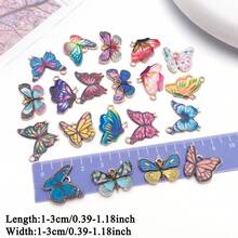 20pcs Alloy Enamel Colored Insect Butterfly Pendant Jewelry Making DIY Earring Pendant Various Design Charms For Jewelry Making Bracelets Necklace - Multicolor - View 2