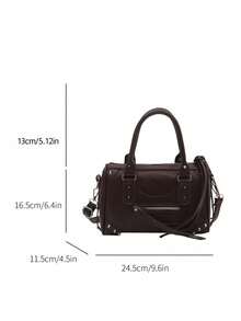 Women's Handbag And Crossbody Bag, Boston Bucket Bag, Rivet Decoration And Tassel, Detachable Shoulder Strap, Street Style, Suitable For Women And Girls Daily, Party, All Seasons - Brown - View 10