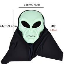 1pc Realistic Latex Green Alien Mask, Halloween, Christmas Decoration, Bar Performance, Carnival Party Costume - Multicolor - View 9