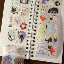 35cm/Loop Kawaii Cat Kingdom Fantasy Fairy Tale Watercolor Die-Cut Sticker For DIY Journal Scrapbooking Planners Gift Photo Card Supply - Black - View 5