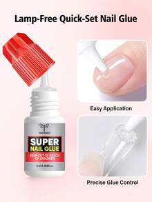 COLOURSMILE 4 Botol Lem Kuku Super Kuat Kualitas Salon Profesional, Perekat Cair Kuku Cepat dan Kuat, Perlu Memotong Setengah Ujungnya - Clear - View 7
