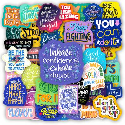 50pcs Encourage Motivational Phrases Theme Stickers Pack Motivational Stickers For Water Bottle Scrapbook, Stickers Decals For Laptop Computer Phone Case Vision Board Supplies Educational Motivational Stickers For Students Teachers Planners Gifts