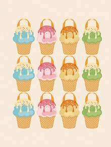 1/4pcs Ice Cream Tote Bags, Suitable For Birthday, Wedding, Pool Party, Picnic, Cute Cone Party Gift Bags For Candy, Snacks, Gifts, Summer Celebration, Wedding & Birthday Decoration - Multicolor - View 4