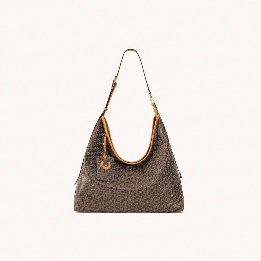 Grande borsa hobo con motivo a monogramma, tracolla regolabile – versatile come borsa a mano, a spalla o a tracolla. - piccolo - Visualizzare 1