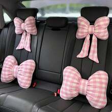 1PC Car Headrest And Lumbar Support, Plaid Bow Ribbon Seat Pillow, All-Season Goddess Lumbar Support Cushion - Multicolor - View 2