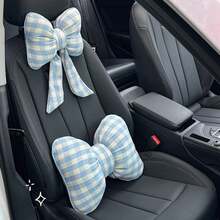 1PC Car Headrest And Lumbar Support, Plaid Bow Ribbon Seat Pillow, All-Season Goddess Lumbar Support Cushion - Multicolor - View 9