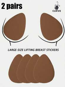2 Pairs Disposable Breast Lift Tape For B-D Large Bust, Invisible Strapless Backless Self-Adhesive Push Up Sticky Bra For Women (Low Adhesion, Strong Adhesion May Be Harmful To Breasts) - Multicolor - View 10