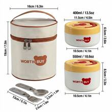 1pc/Set Portable 304 Stainless Steel Thermal Insulated Lunch Box With Handle, Leak Proof Fruit Salad Food Storage Container, Dishwasher & Microwave Allowable,Suitable For Student Adult Use In School, Office,Picnic, Travel, Back To School - Multicolor - View 42