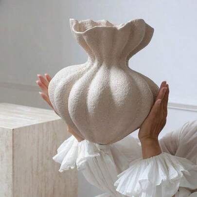 Weiße Vase im Knauf-Stil, moderne weiße Flasche im Boho-Stil, Wohndekoration, einzigartige Flasche, geeignet für Wohnzimmer im Landhausstil, Waschbecken A, Tisch, Mittelstück, Hochzeitsdekoration, Wohndekoration, Topf, Mittelstück, Blumentopf Mittelstück Tisch E