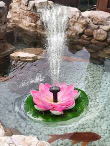 1pc Solar Powered Lotus Fountain Combination Design (No Light), Solar Fountain Bird Bath Pump, Garden Decor, Pond, Swimming Pool, Christmas Halloween Outdoor Decoration - Multicolor - View 4
