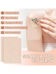 10Pcs Waterproof Tattoo Cover Patch - Ultra-Thin Second Skin Concealer For Scars & Tattoos, Long-Lasting Invisible Coverage, Hypoallergenic For All Skin Types - Brown - View 2