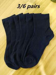 3/5/6/10/12 Pairs Men's Spring/Summer Thin Comfortable Casual Mid-Calf Socks, Elastic Fabric Running Workout Sports Socks - Navy Blue - View 5