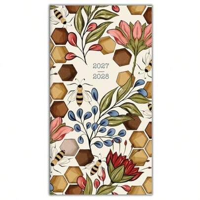 2027 Pocket Calendar Planner 2-Year Monthly Calendar Book 29-Month : August 2026 December 2028 Purse Size 6.5" X 3.5" Floral Bee