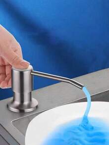 1pc Stainless Steel Built-In Kitchen Sink Soap Dispenser Countertop Pump, Liquid Dish Soap/Hand Cream/Detergent Dispenser, Home Kitchen Sink Cleaning Accessory - Stainless Steel Soap Dispenser - View 6