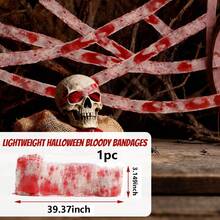 1pc Halloween Cloth Escape Room Party Theme Set Horror Decoration Pendant Dress Up Handprint Gauze Blood Gauze - A - View 5