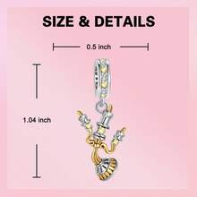 Silver-Plated Candle Shaped Pendant, Rhinestone Inlaid Gold-Plated, Pendant Bead, Suitable For Bracelet DIY, Women Jewelry - Silver - View 5