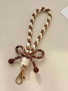 1pc Striped Bow Keychain Candy Color Phone Wrist Strap 2-In-1, Girly Pendant Accessory Wrist Short Rope Hand Strap Keychain Outdoor Travel Anti-Loss, Graduation Season Gift, Smartphone Wrist Strap, Strap, Short Wrist Strap Bag Hanging Chain Universal, Doll Plush Backpack Water Bottle Hanging Rope Anti-Loss Rope Beaded Hanging Rope Car Key Pendant - Multicolor - View 9