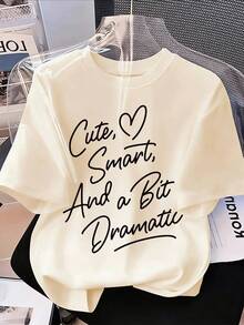 Tween Girls' Casual Letter Print Short Sleeve T-Shirt, Summer - Apricot - View 3