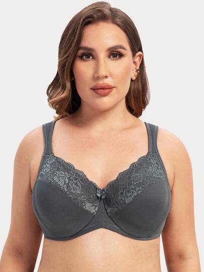 MELENECA Women's Minimizer Bra Full Coverage Plus Size Underwire Lace Comfort Cushion Strap