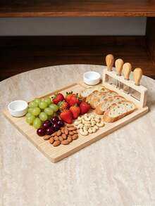 1 Set Papan Keju Kayu, Set Papan Keju Kayu Multifungsi, Cocok Untuk Sarapan di Rumah, Buah, Camilan, Piknik di Luar Ruangan, Pesta, Piring Keju untuk Teh Sore, Piring Ham, Hadiah - View 3