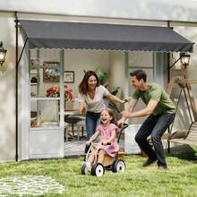 Clamp Awning, Balcony Awning Without Drilling, Aluminum Awning, Sun Awning, Height-Adjustable Awning With Hand Crank, UV Protection For Balcony, Garden, Terrace, 200 Cm - 400 Cm - Dark Gray - View 6