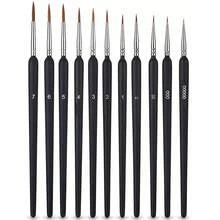 5pcs/Set Black Soft Bristle Watercolor Painting Ultra-Fine Hand-Drawing Pens, Outlining Pointed Tip Liner Brushes - Sets - View 4