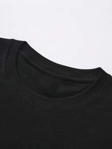 LockererSchnitt,Rundhals,Kurzarm,weichundatmungsaktiv,idealfürUrlaub,FreizeitundFreizeitoutfits,waschmaschinengeeignet,einfarbig,perfektzumSchichten - Schwarz - Übersicht 4