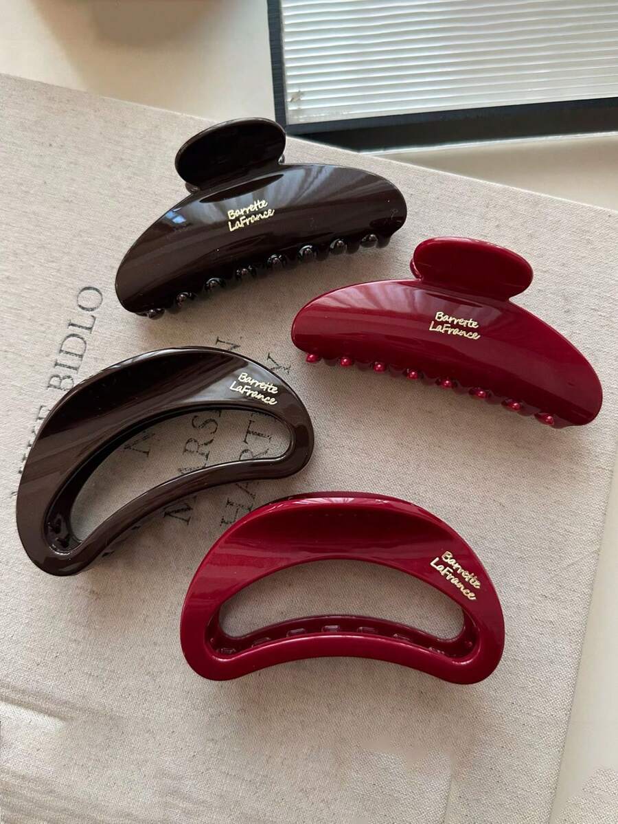 4 pezzi/1 pezzo Fermagli per capelli da donna 12 cm/4,72 pollici marrone rosso cavo semicircolare lucido in plastica leggera, artigli per capelli di moda versatili di alta qualità eleganti minimalisti di colore solido, adatti per uso quotidiano, uscite, casual, feste, pendolarismo, spiaggia, vacanze, acconciatura, coda di cavallo, chignon, lavaggio viso, bagno, trucco, abbinamento abbigliamento, accessori per capelli (l'etichetta con lettera è unilaterale e non ha un significato specifico, è solo per decorazione) - Multicolore - Visualizzare 1
