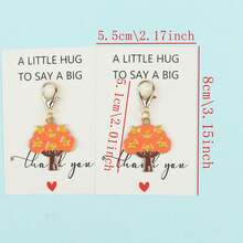 5pcs/10pcs Autumn Maple Leaf Enamel Keychain, "A Little Hug To Say A Big Thank You" Card, Fall Pocket Hug Appreciation Gift For Teachers & Coworkers - Multicolor - View 3