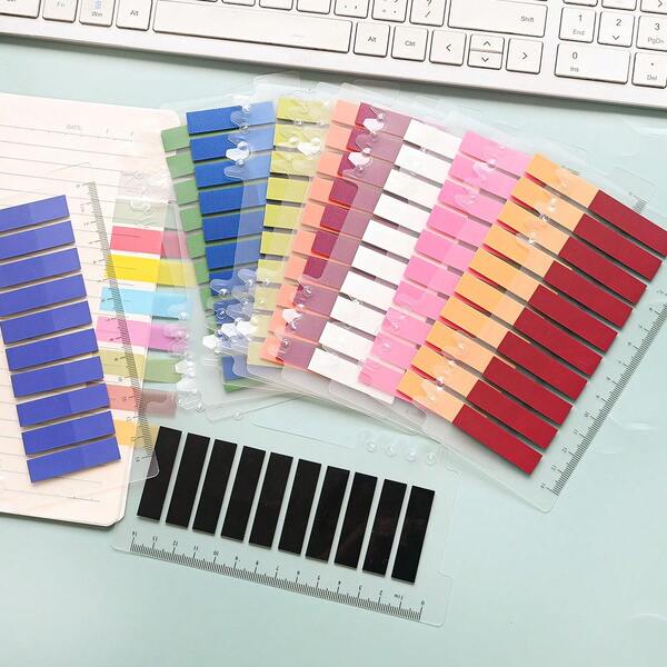 1 Style Index Label Stickers, Small Flat Head Retro Color Indicator Tabs, 200 Sheets Per Color, PET Transparent Waterproof Label Paper, Student School Supplies, Textbook Markers, Home Item Identification Stickers, Office Document & File Classification Labels