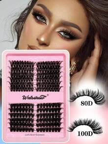 Waloshow DD/D Curl Kapasitas Besar 5D Bulu Mata Palsu Tebal, Panjang 10-18mm, Bulu Mata Cluster yang Direkatkan dengan Panas, Diurutkan Berdasarkan Tinggi, Kiri + Kanan, Cocok Dipasangkan dengan Bulu Mata Tunggal, 12 Baris Bulu Mata Palsu Ekstensi yang Direkatkan dengan Panas dengan Gradasi Alami, Tebal - DD - View 4
