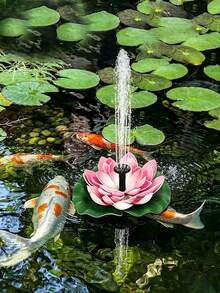 1pc Solar Powered Lotus Fountain Combination Design (No Light), Solar Fountain Bird Bath Pump, Garden Decor, Pond, Swimming Pool, Christmas Halloween Outdoor Decoration - Multicolor - View 3