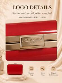 Giorgio Armani 阿瑪尼紅色晚宴手拿包,單件發售,亮面硬殼容量適中,精緻典雅,適合宴會出行送禮 - 紅色 - 查看 7