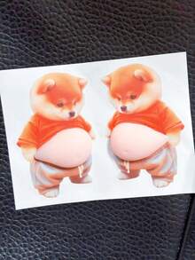 Funny 3D Soft Belly Cat Stickers, Waterproof Self-Adhesive Animal Laptop Stickers, Squeezable Silicone Shiba Inu Stickers Gift - Multicolor - View 8
