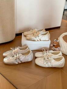 2026 Spring/Summer New Women's Bow Decor Ballet Flats - Gold - View 5
