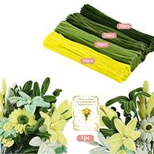 Kit Buket DIY Batang Chenille Aneka Warna 201/212pcs, Bahan Kerajinan Tangan Batang Chenille Lembut dan Mewah, 200pcs Batang Chenille Campuran Warna, Batang Bunga, Pita Bunga, Panduan Langkah demi Langkah dan Video Tutorial, Kit Kerajinan Tangan Bunga untuk Pemula - 201 buah - View 14