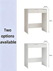 Rectangular Makeup Vanity Desk With Two Drawers, Crafted From Durable Particle Board. Available In Two Colors, This Multi-Purpose Table Works As A Computer Desk, Ideal For Organizing Skincare, Cosmetics And Stationery In Bedrooms And Apartments. - Multicolor - View 4