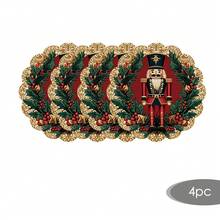 2/4/6/8pcs 14 Inch Diameter Christmas Placemats, Red Nutcracker Round Flower Shape Table Decor Suitable For Christmas Day Kitchen Dining Room Decoration - Multicolor - View 16