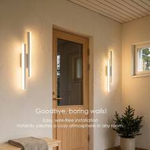 wamblz 可充電無線壁燈 50cm 可調光電池供電壁燈 磁吸式鋁製 LED 壁燈 適用於臥室、客廳、走廊、樓梯間、洞洞板、沙發、電視背景牆 白色 - 白色的 - 查看 2