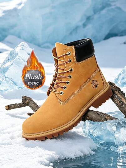 Men's High-Top Yellow Boots, High-Quality Men's Shoes, Fashion Outdoor Sports Shoes, Men's Lace-Up Durable Ankle Boots, Couple Motorcycle Boots