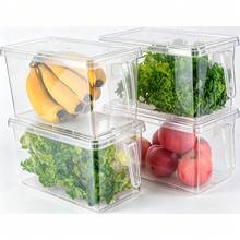6-Piece Set With 3 Boxes And 3 Lids. Clear PP Fridge Storage Containers With Side Handles. Sealed Design Keeps Food Fresh And Avoids Spoilage. Suitable For Fruits, Veggies, Grains, Meat And Drinks To Organize Your Fridge - Transparent - View 9